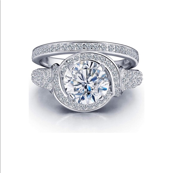 .925 Sterling Silver Engagement Wedding Rings 6.5 - Picture 3 of 10